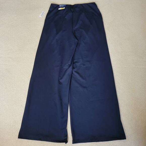 NWT Old Navy L Powersoft Go Dry Pants Wide Leg High Rise Flat Front Pull On Blue - Picture 5 of 14